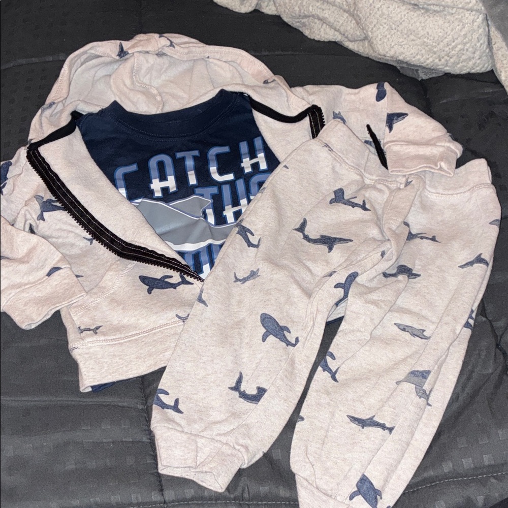 Shark Print 3-Piece Outfit Set